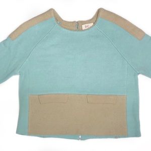 EnC Mint & Tan 3/4 Sweater Zip Back Faux Pockets